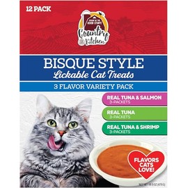 Country Kitchen Liquid Bisque Cat Treats Variety Pack, Made with Real Meat, 12ct