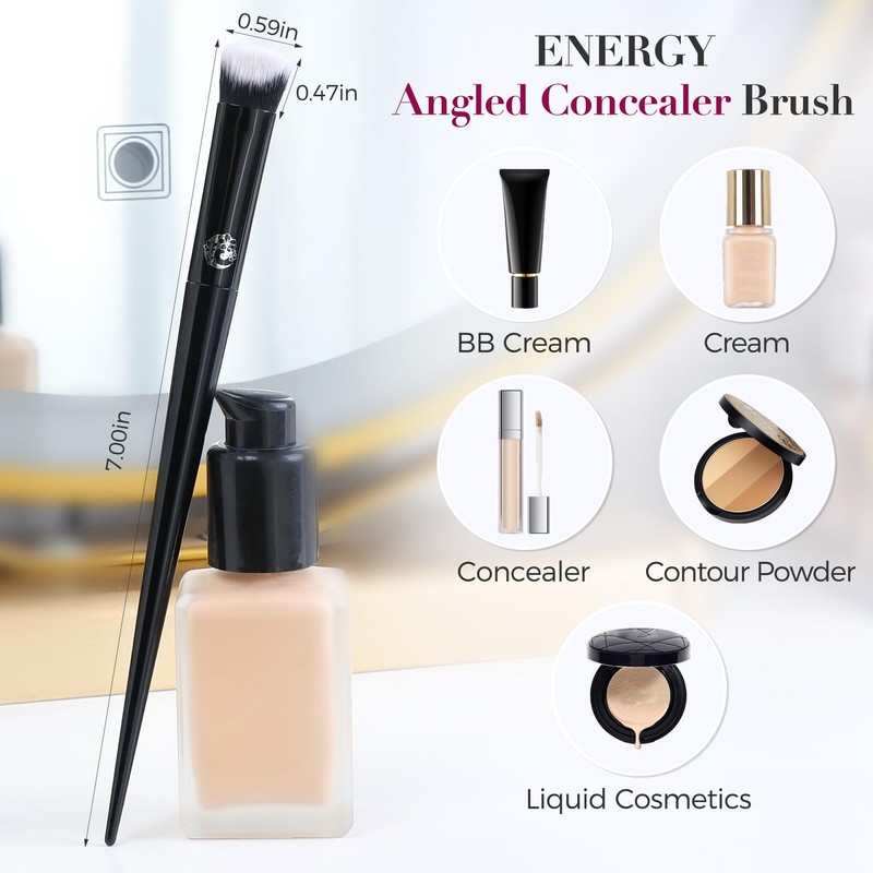 ENERGY Concealer Brush– Angled Synthetic Bristles for Seamless Under Eye