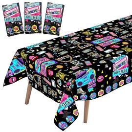 Auch 3 Pieces 90s Tablecloth 90's Party Decorations Disco Party Table Cover Large 1990's Plastic Tablecloth Back to 90's Rocking Party Supplies for Music Birthday Party Anniversary
