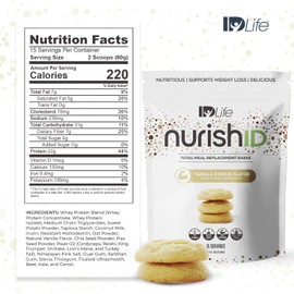 IDLife Vanilla Cookie NurishID Meal Replacement Shake - with Slow-Digesting Carbs, Superfoods, Vegetable Blend and Adaptogenic Mushrooms - 15 Servings