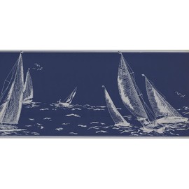 Wallpaper Border Yacht Blue Classic 15' x 9.125" HU6130B