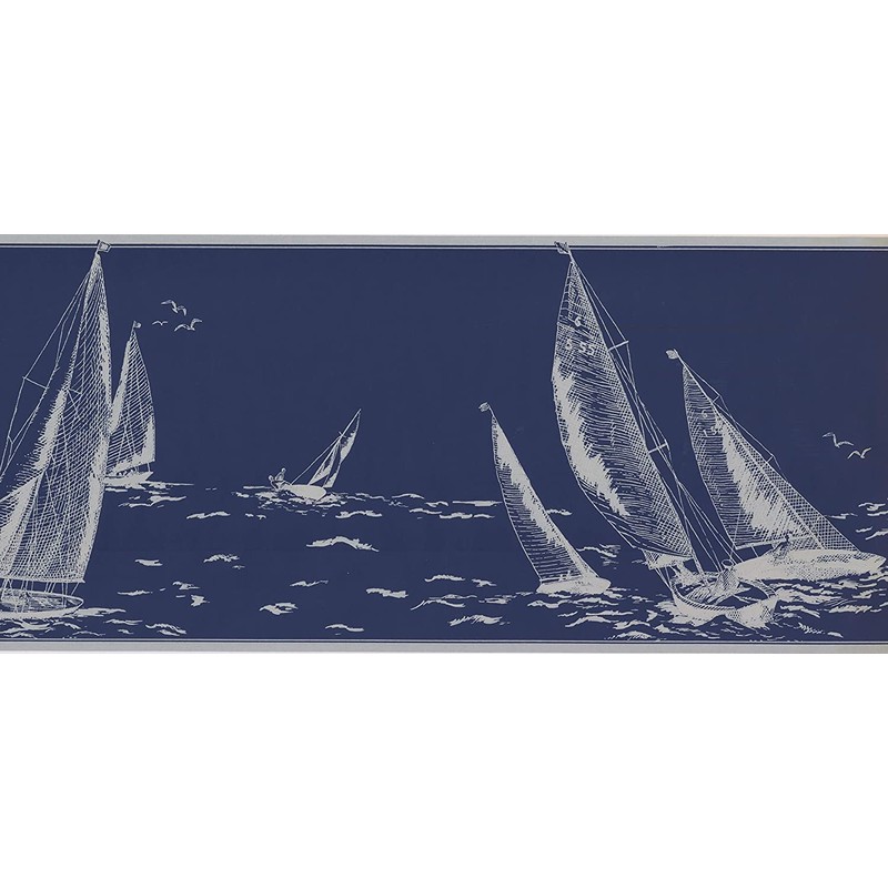 Wallpaper Border Yacht Blue Classic 15' x 9.125" HU6130B