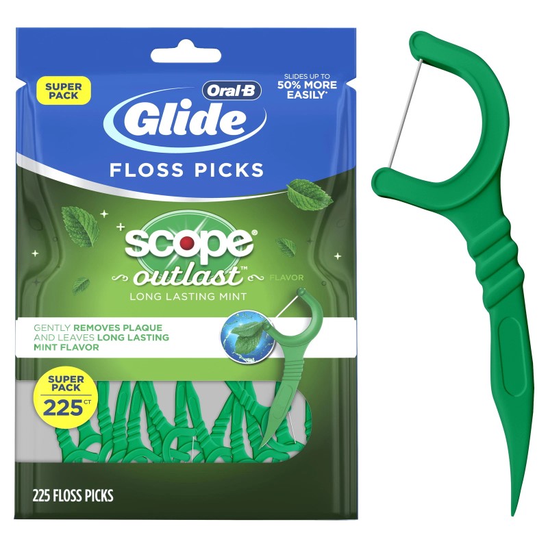 Oral-B Glide Scope Dental Floss Picks, Mint Floss Picks, 225