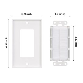 XGGYA 12 Packs Low Voltage Brush Wall Plate Wall Pass Through for Wire,1 Gang Wall Plates with Brackets,Cable Pass Through,Low Voltage Wall Plates for Cable Hider Wall