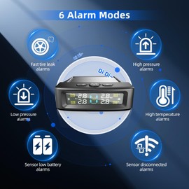 Avutrel Tire Pressure Monitoring System RV Tire Pressure Monitor System with 4 Sensors&6 Alarm Modes Solar & USB Charging Real-Time Display for SUV Mpv Rv Tpms Sensors 0-72 PSI