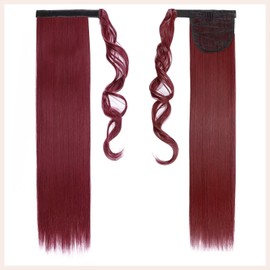 TESS Ponytail Extension, Red 60 cm, Red (#118/M130M) Straight Braid Extension, Ponytail Hairpiece, 90 g, Long Hair Extension Braid