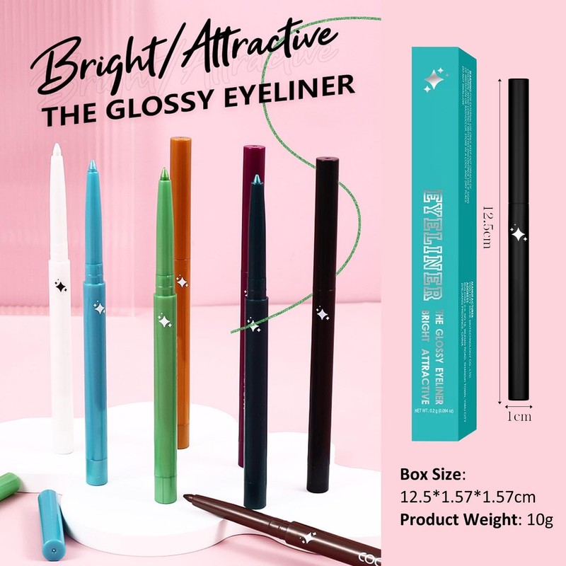 Wavuketu Silver Grey Eyeliner Waterproof Silver Gray Eyeliner Pencil Retractable