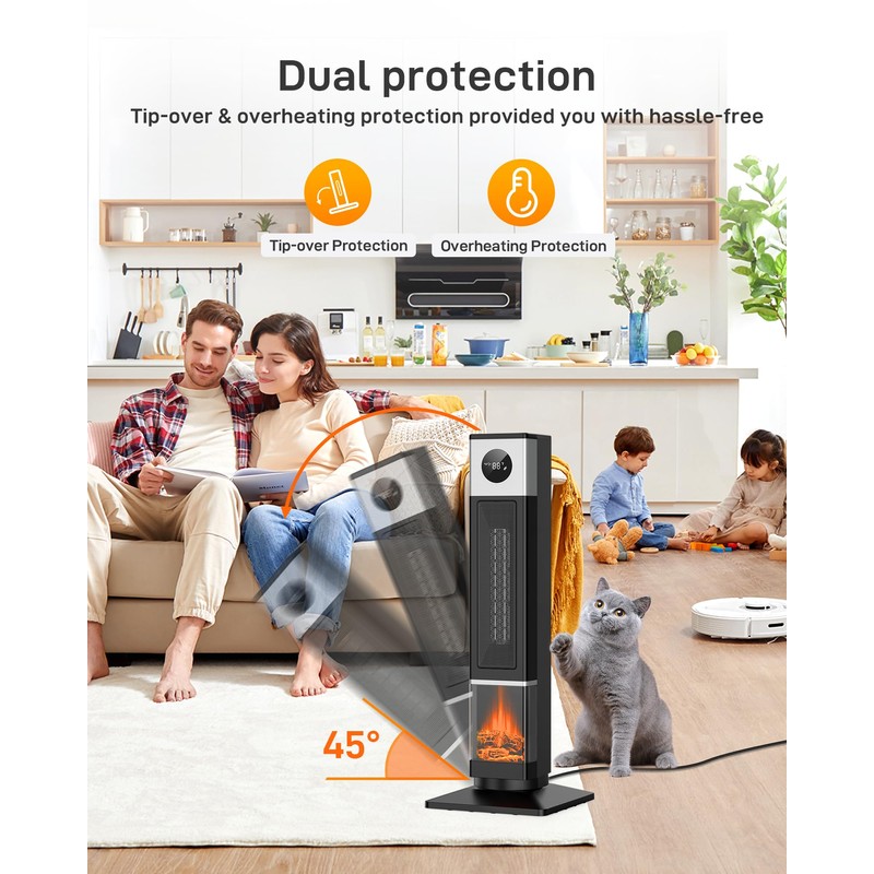 Domenow Space Heaters for Indoor Use, 33" Ceramic Tower Space