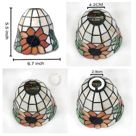 HUIMEIJU glass lampshade, stained glass sunflower lampshade (Orange color)(1PCS)