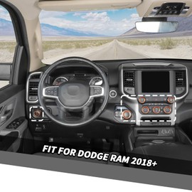 Jimen for Ram Center Console Knob Covers, 7PCS AC Air Conditioner Audio Volume Button & Headlight Switch & 4WD Shifter Knob Ring Trim Fit for Dodge Ram 2018-2025 (Orange)