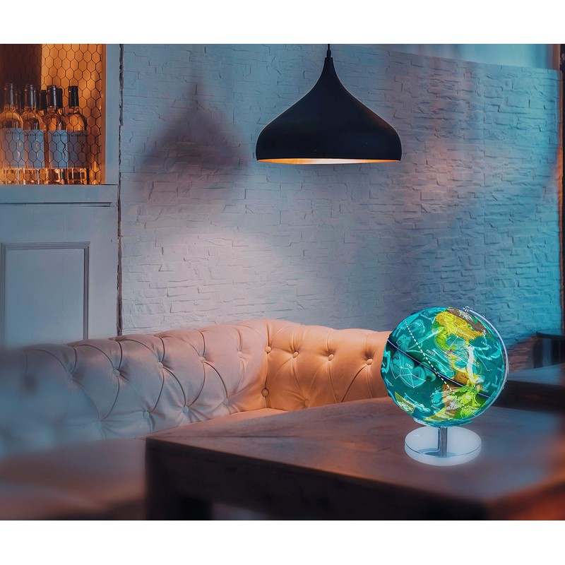 Exerz Illuminated World Globe 9.1-inch Diameter Metal Base - Political