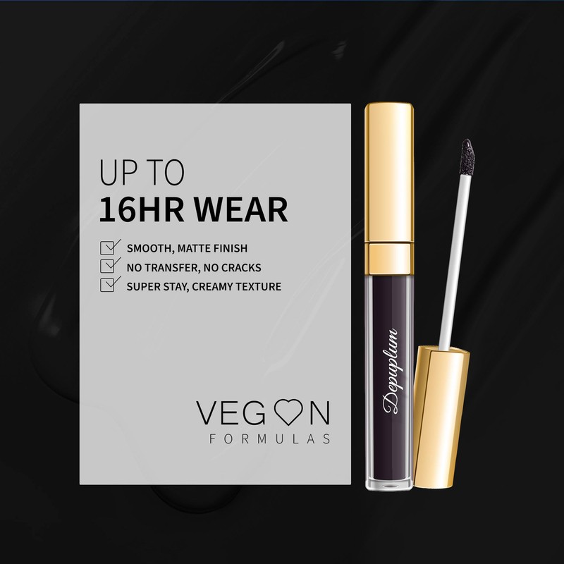 Depuplum Black Lipstick Matte for Women, Long Lasting Lipstick Smudge