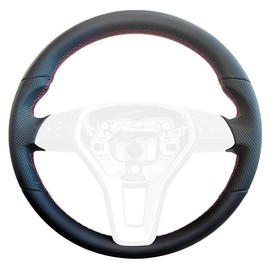 RedlineGoods steering wheel cover compatible with Mercedes E-class Coupe C207 2012-17. Tailor made - not universal! Genuine top-grade Italian Black perforated leather with Red thread