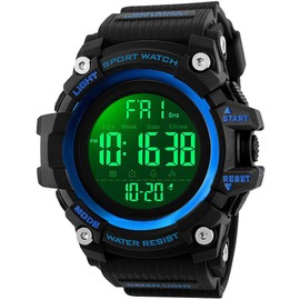 Gosasa Big Dial Digital Watch S Shock Men Military Army Watch Water Resistant LED Sports Watches (A Blue)