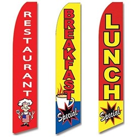 3 Swooper Flags Breakfast Lunch Special Open Restaurant Welcome