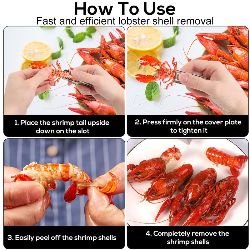 Lyreh 4pcs Crayfish Peeler Tool, Stainless Steel Crawfish Sheller Device
