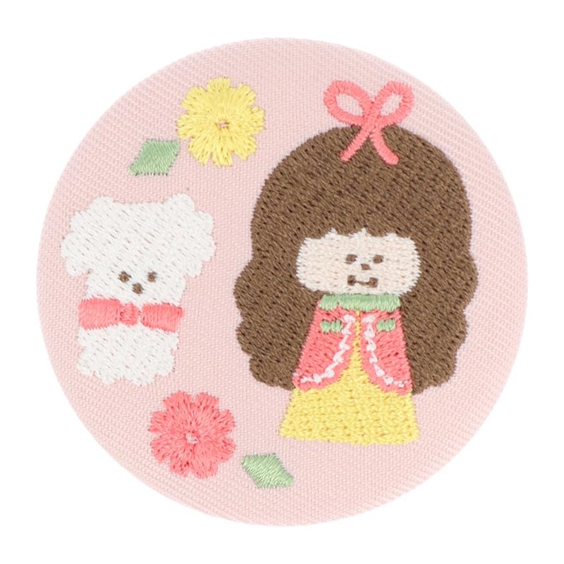 Sunstar Stationery mizutama S8346895 Can Badge Embroidered, Pink