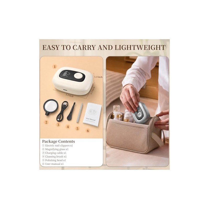 Electric Nail Clipper Adjustable Width & Narrow Double-Groove Blades, Adjustable