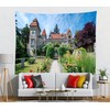 CORFOTO 5x3ft Fabric Hungary Bory Castle Photo Backdrop Castle Garden