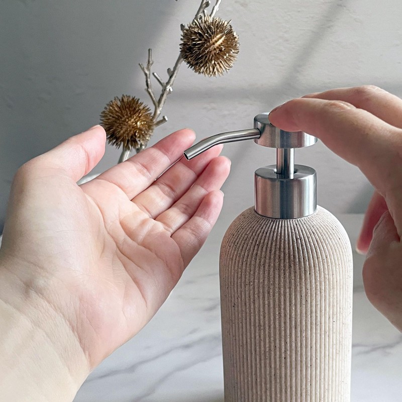 Lunestella Elegant Boho Beige Hand Soap Dispenser with Stainless Steel