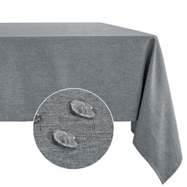 Deconovo Water Resistant Party Table Cloth Rectangle, Faux Linen Dining Table Cover for Home, 52x90in(132x229cm), Grey