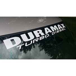 Duramax Windshield Decal Turbo Diesel Banner Sticker 4.5" x 40" Any Color: (Matte White, 4.5" x 40")