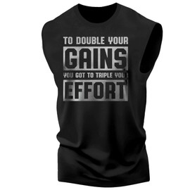 Double Your Gains Mens Sports Tank Tops, Sleeveless Bodybuilding Tank Top (3XL, Double Your Gains Silver on Black Tank Top)