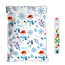 JinRuiKJ Christmas Poly Mailers 10x13 Inch 100 Pcs - Heavy Duty Tear-Proof Mailings Envelopes - Waterproof Shipping Bags for Small Business & Boutique - Snowflakes & Snowman
