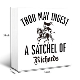Thou May Ingest A Satchel of Richards Sign, Sarcastic Kitchen Decor, Rustic Box Sign Decor Tabletop, Farmhouse Kitchen Decor, Kitchen Wood Decoration, Funny Wood Sign, Home Decor for Shelf Table
