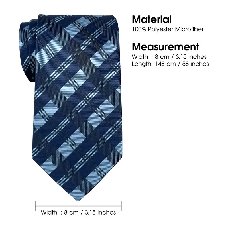 Retreez Tartan Check Patterns Woven Microfiber Men's Tie - Blue