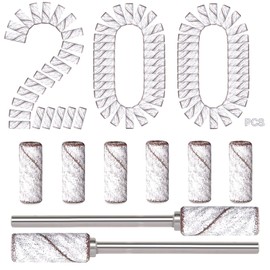 200pcs 240 Grit Small Sanding Bands for Nail Drill with 2pcs 3/32’’ Upgrade Mandrels Bits, Mini Sanding Bands for Nail Drill for Manicure Nail Salon and Nail Enthusiasts Use, White