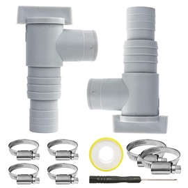 Maintenance tap, 2 pieces shut-off valve for pools with 32 mm hose connection, maintenance tap pool, with small screwdriver, pool hose adapter, pool valve, pool and pool pump maintenance.