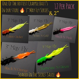 3” May Fly Series 10 Per Pack - One of the hottest crappie & panfish baits in our store. - May Fly Color: Black N Silver