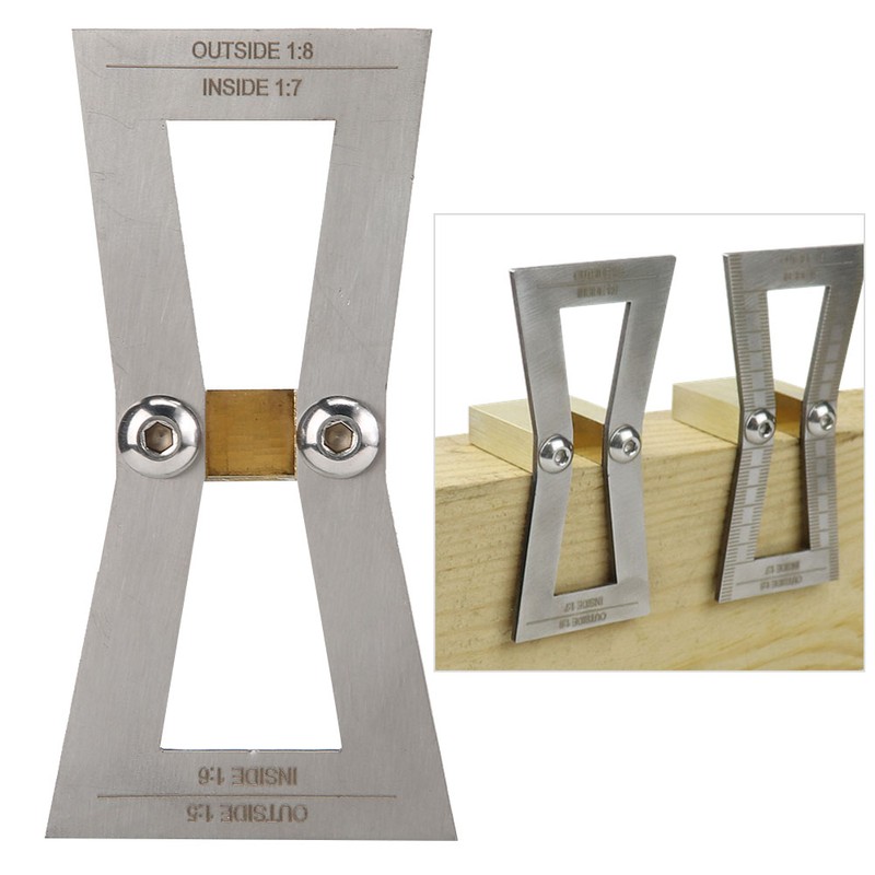 Stainless Steel Dovetail Gauge Woodworking Tool Dovetail Wood Marking Ruler(Without