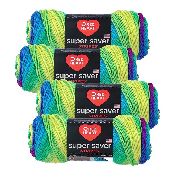 Red Heart Super Saver Yarn (4-Pack of 5oz Skeins) (Parrot