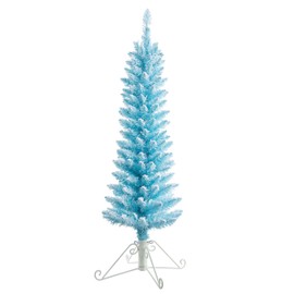 Haute Decor 4 Foot Pre-lit Cotton Candy Artificial Flocked Fir Christmas Tree with 50 Clear Incandescent Lights (Blue)