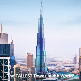 CubicFun 3D Puzzles for Adults Dubai Burj Khalifa Night Edition 146CM with Multi-Colored Lights, Architecture Model Building Kit Toys for Adults and Kids 136 Pieces