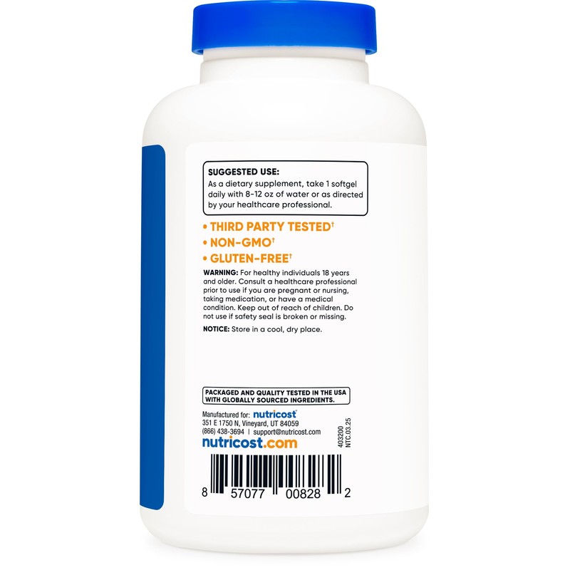 Nutricost Evening Primrose Oil 1,300mg, 120 Softgels (3 Bottles) -