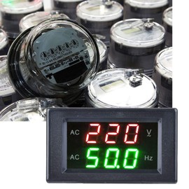 AC Voltmeter Meter, Digital Frequency Meter, Data Intuitive, Generator Dual Display LED Digital AC Voltmeter Frequency Meter Testing Tool(Black)