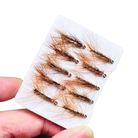 10Pieces Fly Fishing Flies Lure Artificial Insects Winged Caddis/Griffith Fly Salmon Flies Trout Nymph Fly Fishing Bait (Brown)