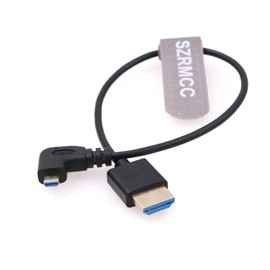 SZRMCC 8K Micro HDMI to HDMI Cable 90 Degree Right Angled High Speed Micro HDMI Male Extender Short Cable for Canon EOS M5 Sony A7III Panasonic Lumix Camera ATOMOS Monitor