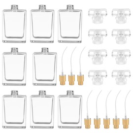 Enenes Glass Refillable Perfume Bottle 8Pcs Portable Square Empty Glass Perfume Atomizer Bottle 30ml Spray Glass Bottle Atomizer Container(4Black 4White)
