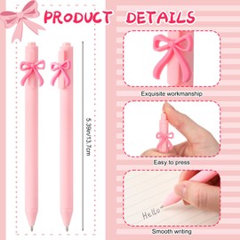 Sayglossy 20 Pcs Pink Bow Ballpoint Pens Coquette Aesthetic Retractable Bowknot Black Ink Pens Butterfly Bow Party Favor Gifts for Girls Women School Birthday Party Office Supplies Wedding