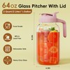 Glass Mason Jar Pitcher, 64 oz Wide Mouth Jug with