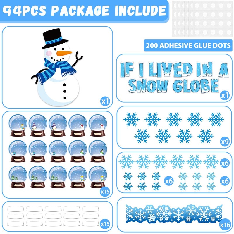 94pcs Winter Bulletin Board Decorations Set Let It Snow Snowmen