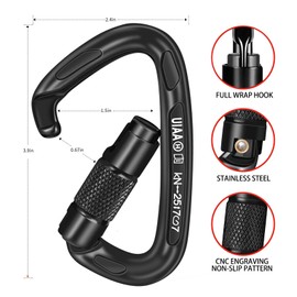 BEIFENG Auto Locking Carabiner 25KN Professional Rock Climbing Carabiner Obtained UIAA Certification Heavy Duty Carabiners Suitable for Rock Climbing, Camping, Rappelling, Rescue(All Black-2PCS)