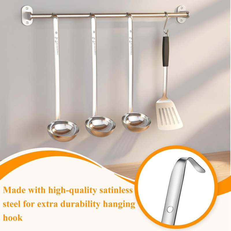 6 Pcs Stainless Steel Ladle Soup Handle Ladle with Long