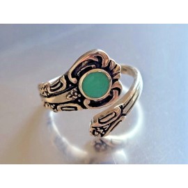 Megical Basket .925 Sterling Silver Victorian Turquoise Spoon Ring Adjustable Spoon Ring Band - 10