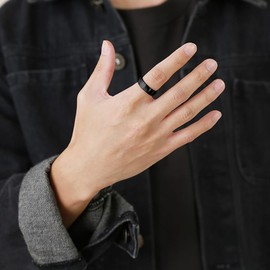 HXNIBATSAR Basic 4mm/6mm/8mm Silver/Black/Gold Tungsten Carbide Ring Wedding Band for Men Women Matte Finish Comfort Fit Size 5.5-12 (4mm-Black, 12)