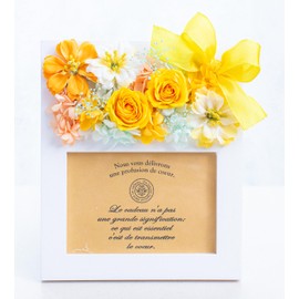 Preserved Flower Present, Rose, Photo Frame, Female Gift, L Edition, Exclusive Gift Box (Orange)
